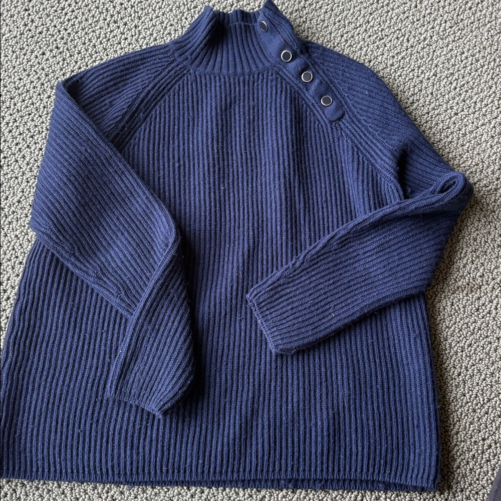 J.Mclaughlin Womens merino wool / nylon/cashmere Sweater, Blue M Buttons